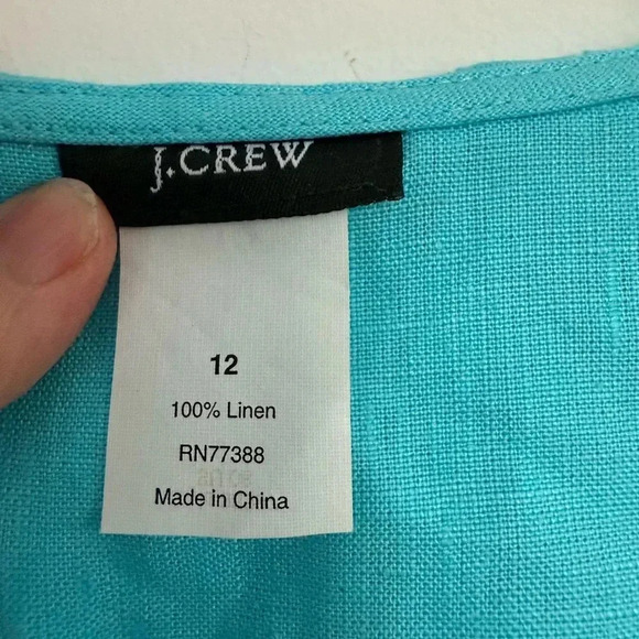 J Crew Linen Wrap Dress Size 12 turquoise - Picture 6 of 6